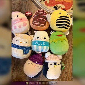 NEW LOT/8 SQUISHMALLOWS MILK KERMIT PENGUIN OWL ETC.